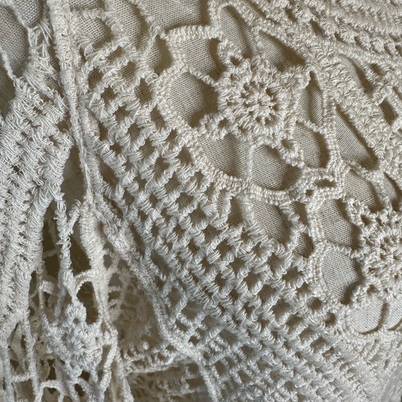 Crochet dress natural ivory cream color 100% cotton OSFM - Picture 3 of 4